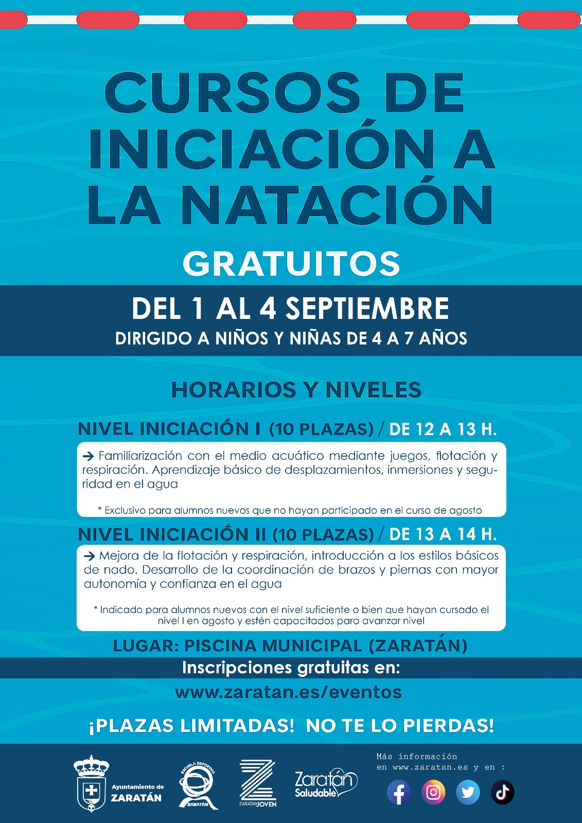 Cursos de Iniciación a la Natación Gratuitos 2025 (Nivel Iniciación I)