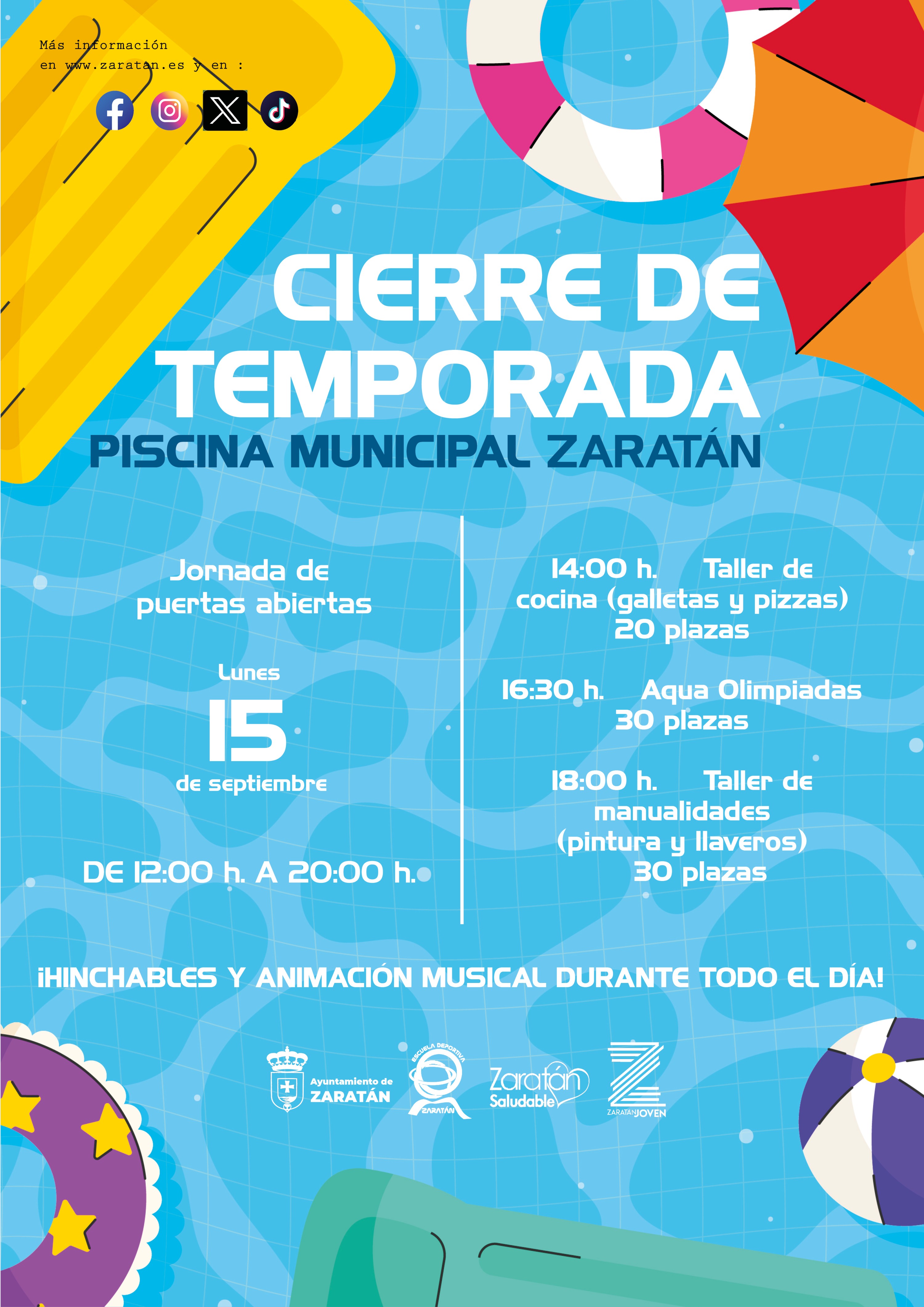 CIERRE DE TEMPORADA PISCINA - 18:00 h.     Taller de  manualidades